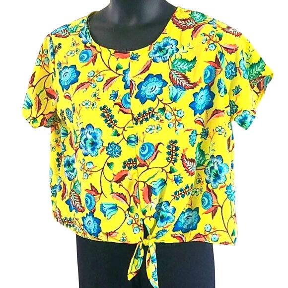 Excellent Condition Piphany Women's Floral Blouse, Lower tie Size XL, Yellow - Picture 4 of 6